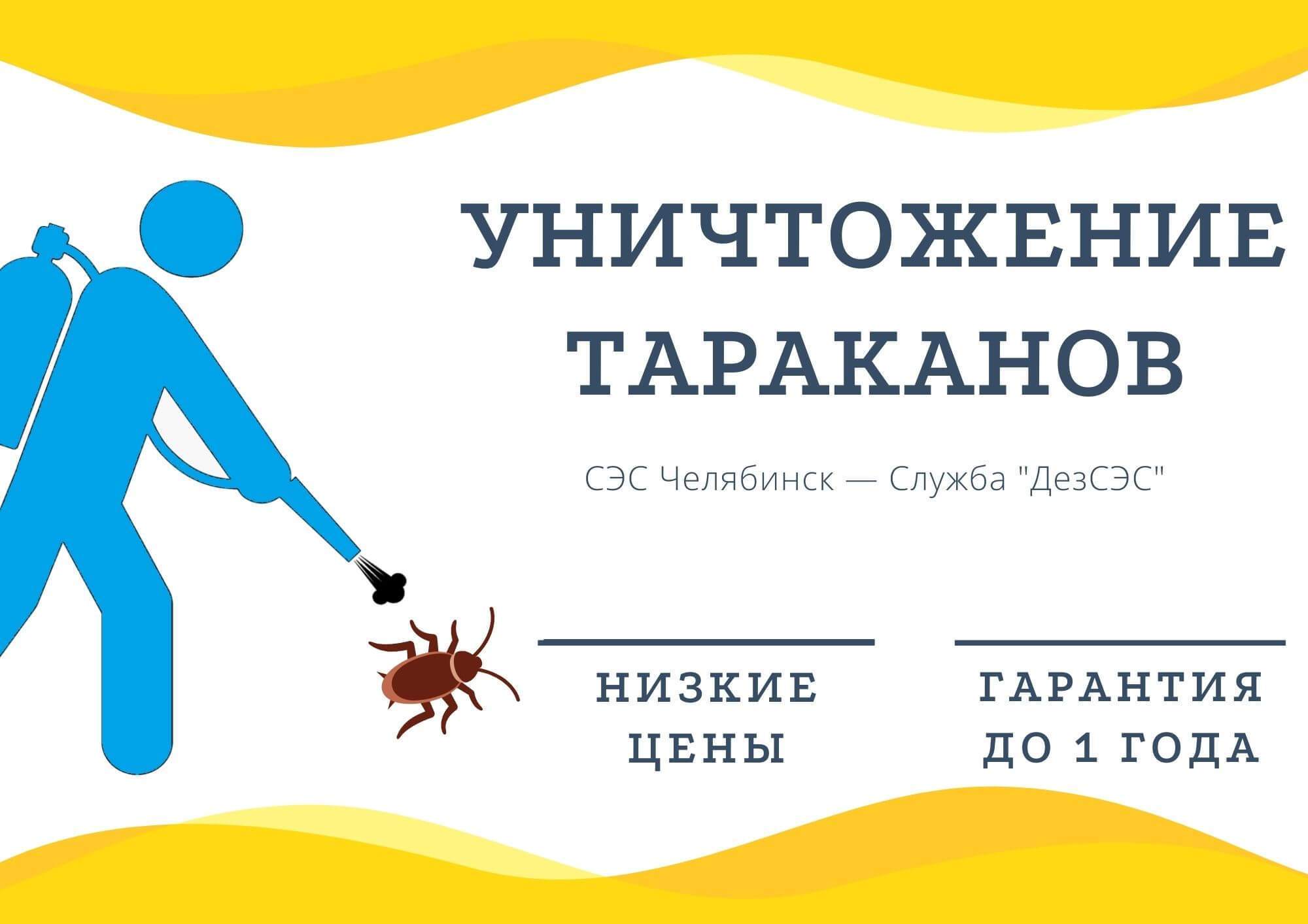 Уничтожение тараканов Челябинск - цены и гарантия